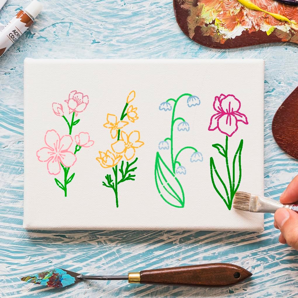 Flower Stencils for Painting on Walls Flower Stencil Floral Stencils for Crafts Paper Canvas Wood Decor