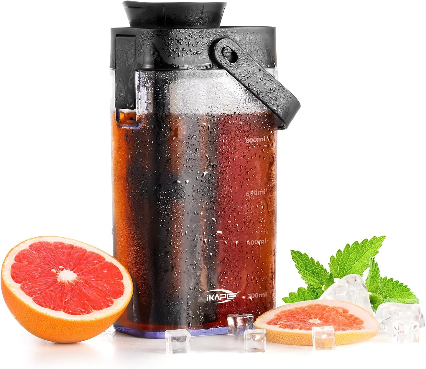 IKAPE 33.8oz Cold Brew Coffee Maker with Removable Filter, Leak-proof Spout for Iced Coffee, Tea & Flavored Drinks, Space Saving Tritan Pitcher