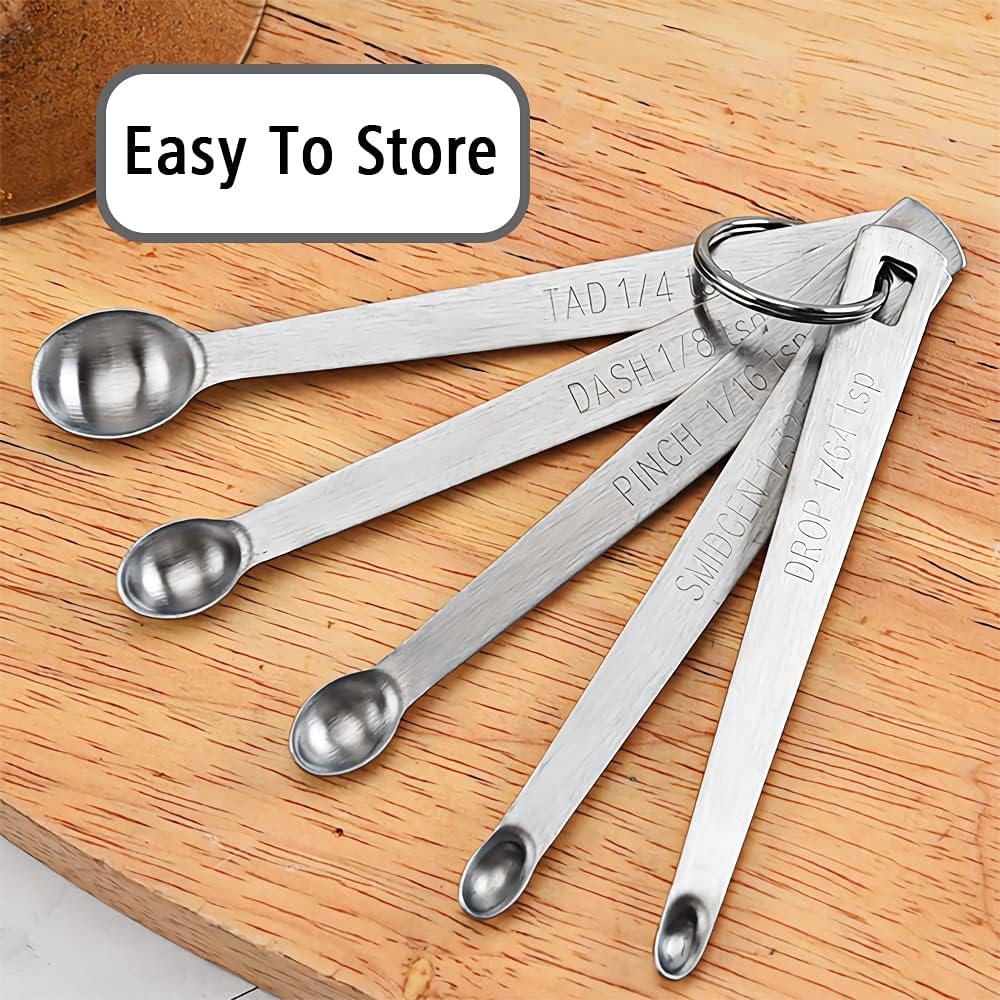 5PCS 1/4 Teaspoon(1/4tsp, 1.25 ml, Tad) Single Tiny Measuring Spoon, Small Individual Stainless Steel Measure Spoons Only