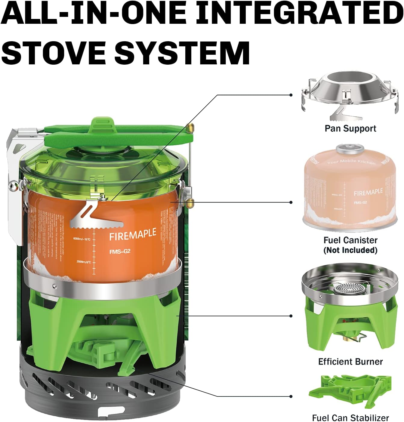 Fire-Maple Fixed Star 2 Backpacking and Camping Stove System - Outdoor Propane Camp Cooking Gear, Portable Pot/Jet Burner Set, Ideal for Hiking, Trekking, Fishing, Hunting Trips and Emergency Use