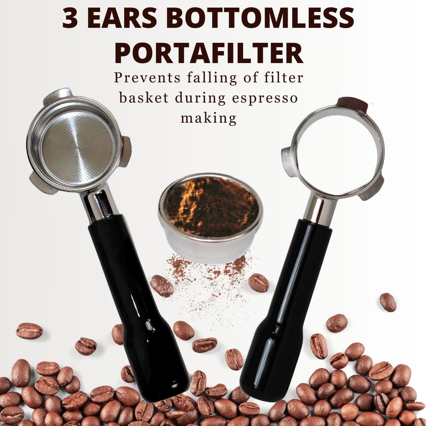 Espresso Portafilter 54mm Bottomless - Compatible with Breville Duo-temp, Infuser, Bambino, Barista Express, Barista Touch, and Barista Pro Espresso - Stainless Steel Filter Basked Included