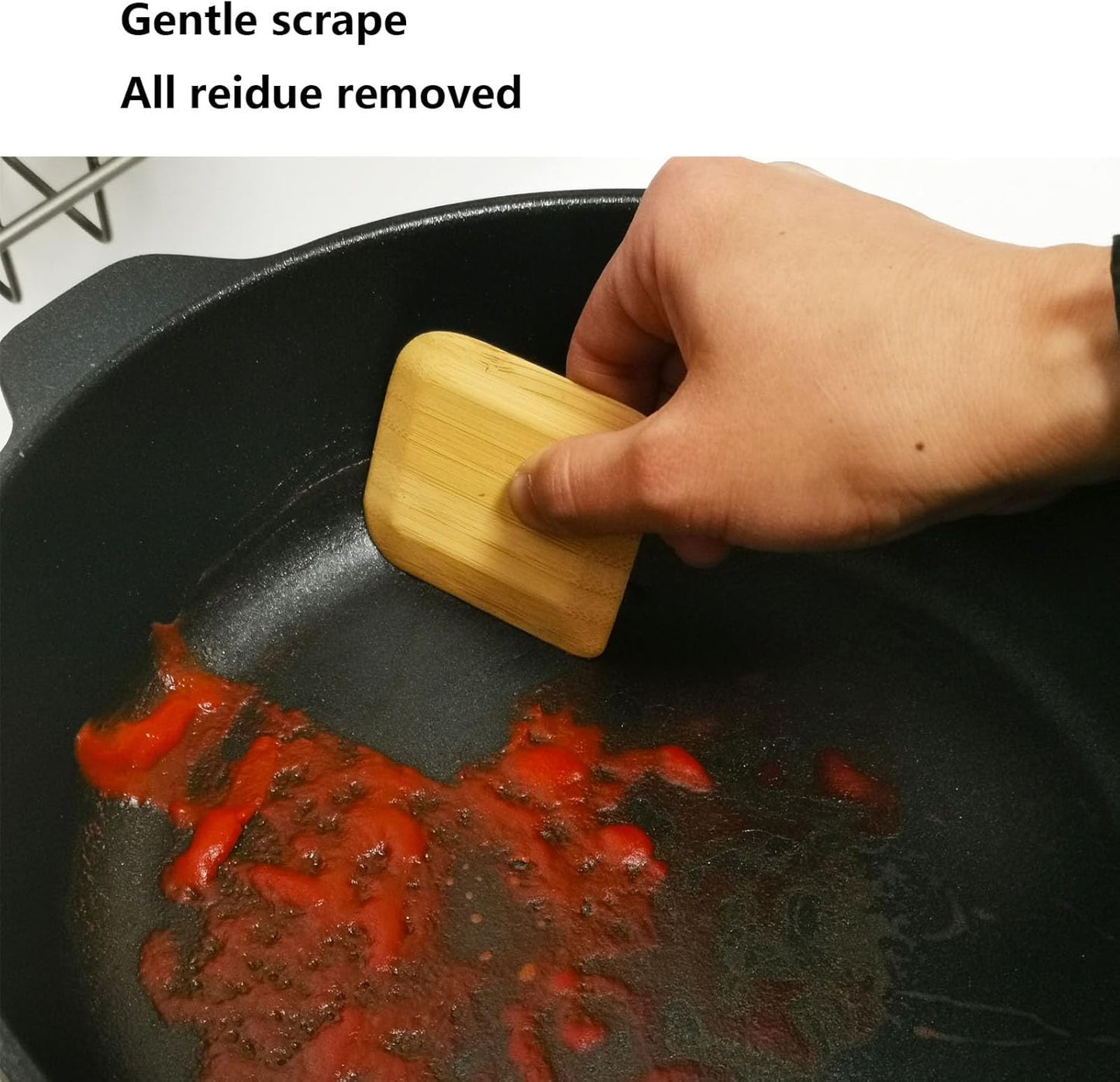 Bamboo Pan Scraper Tool (Pack of 6), Size 2.8" x 2.4" Eco-Friendly Pot Scraper,Clean Pans, Dishes, Bowls, and Plates, Removes Food Effectively Without Scratching