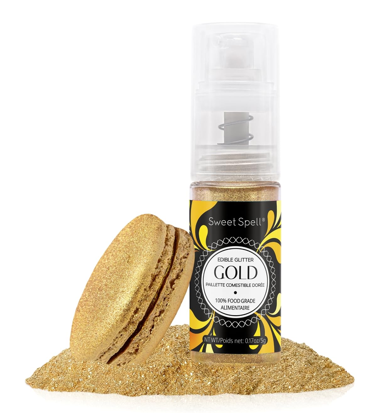 Sweet Spell Edible Cake Glitter Spray – Shimmering Magic for Cakes Decorating & Cocktails – 100% Edible, Food-Grade, Vegan, Gluten-Free (Gold)