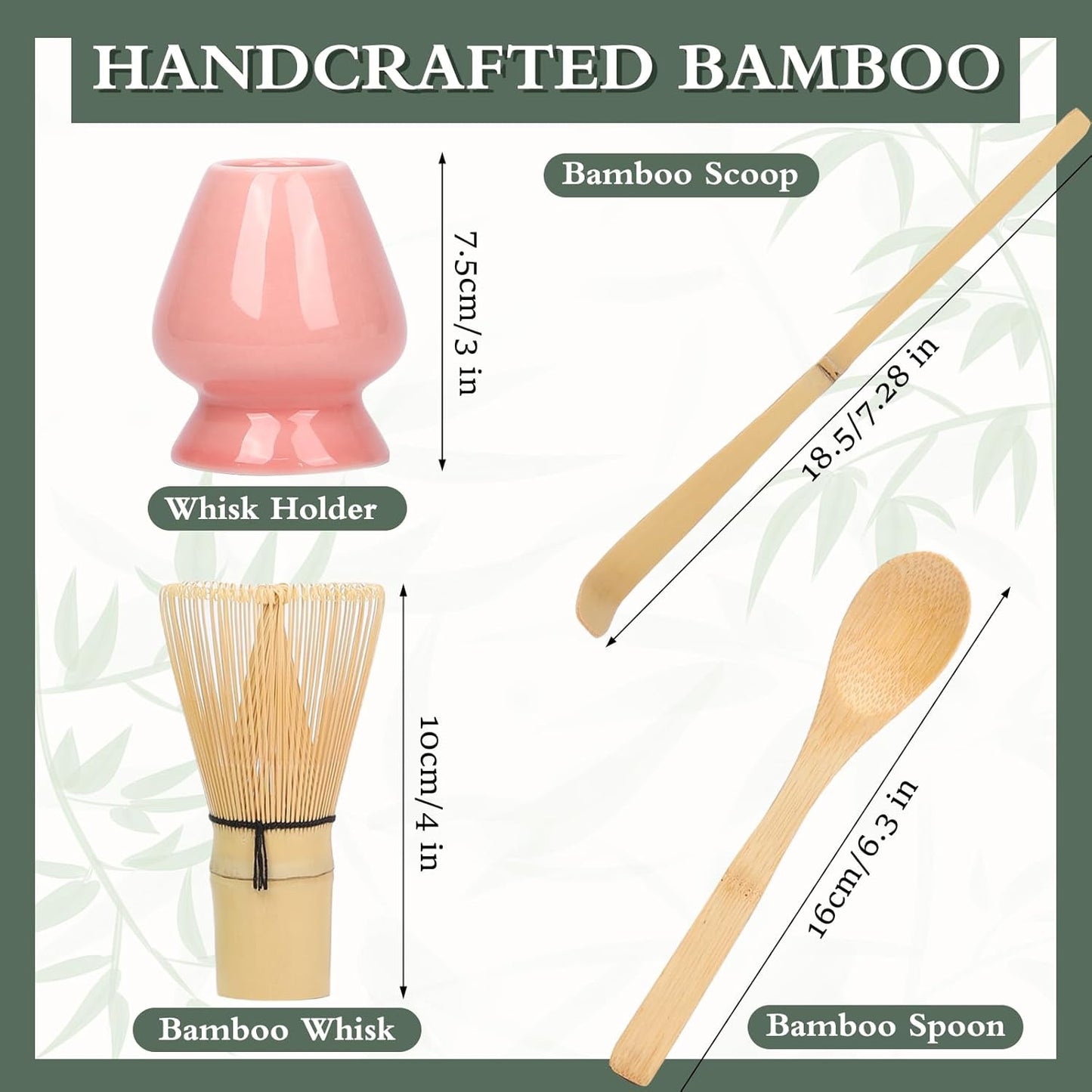 Matcha Whisk Set with Matcha Whisk Holder Bamboo Whisk Scoop Spoon Unique Gifts for Women Men Girl Friend Home Kitchen Decor Gifts for Tea Enthusiasts Christmas (Pink)