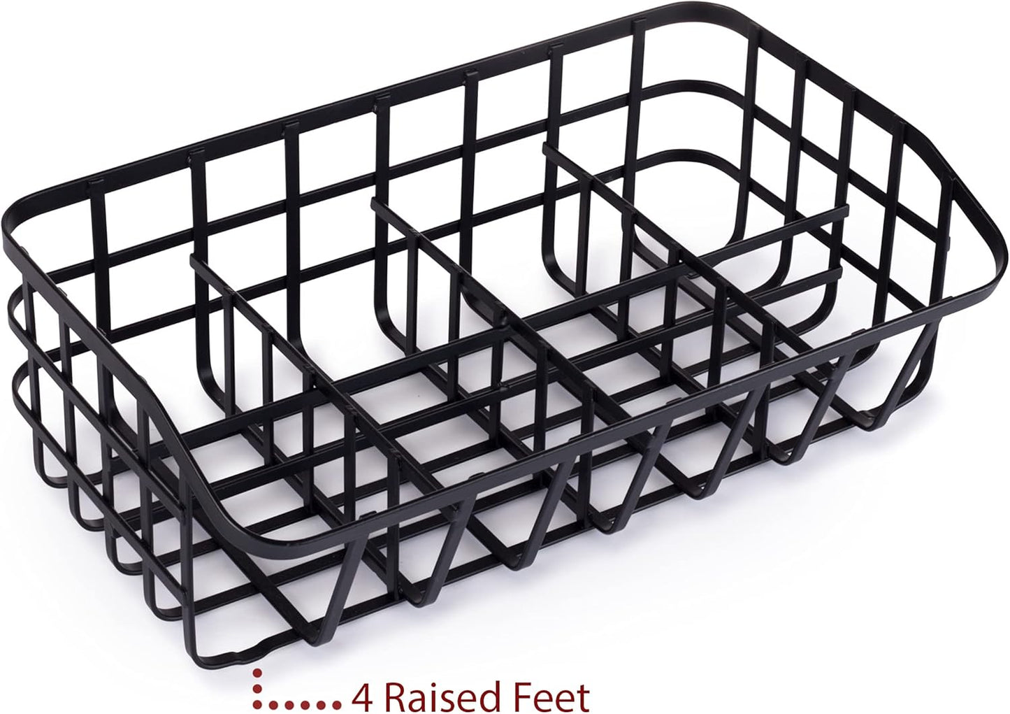 Tea Bag Organizer Caddy - Metal Tea Box Storage Holder for Cups, Pods, Packets, Condiment Accessories - Black