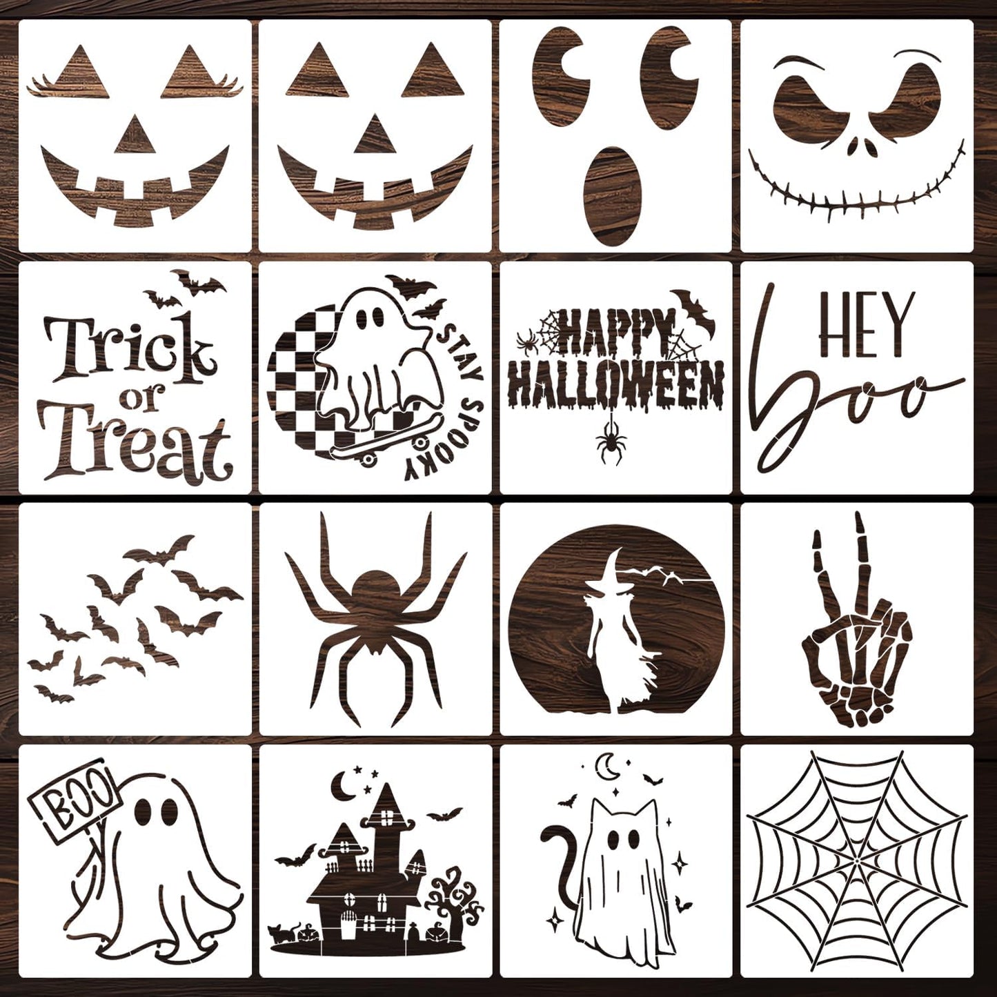 Halloween Stencils for Door Mats 8” Ghost Face Stencil Boo Trick or Treat Stencils for Painting on Wood Pumpkin Doormats T-Shirts