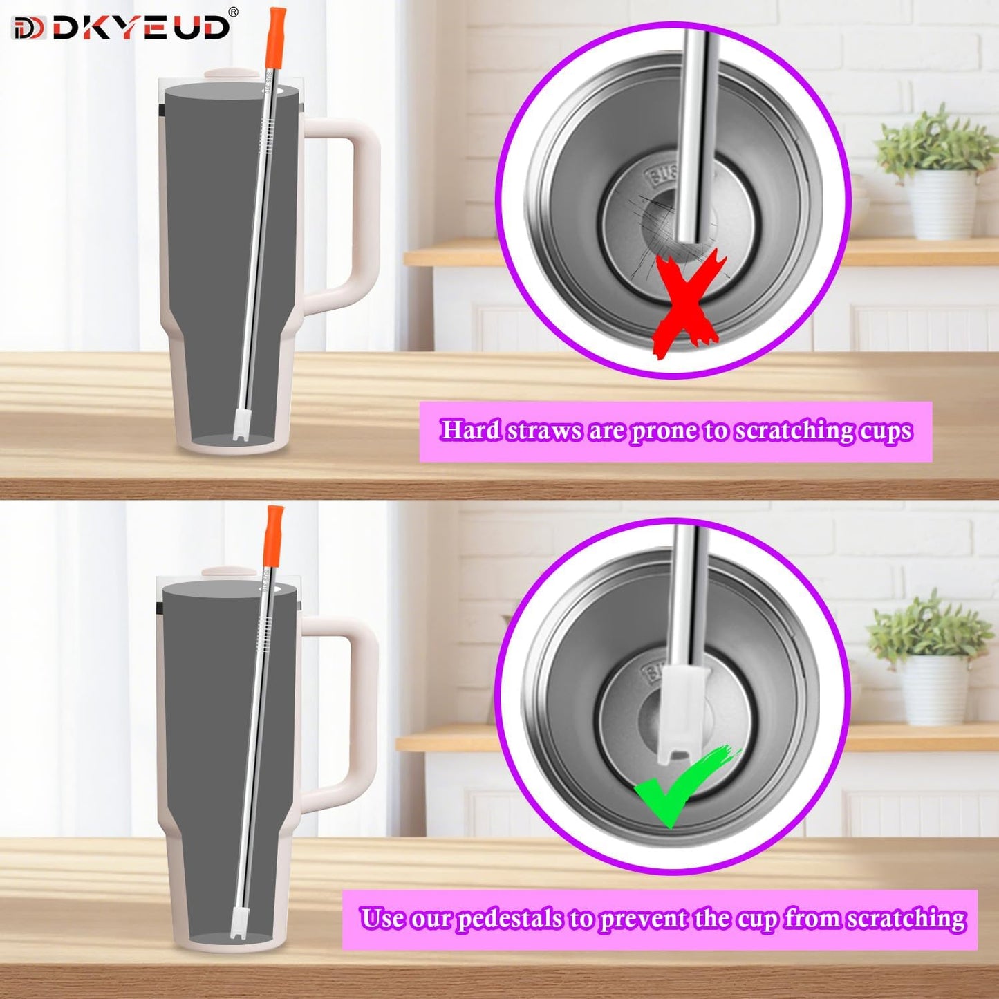 24PCS Food-Grade 12 Colors Metal Straws Reusable Silicone Tips,Silicone Base Sleeve,Only Fit Diameter 0.32In- 8mm Stainless Steel Straws,BPA Free, Eco-Friendly