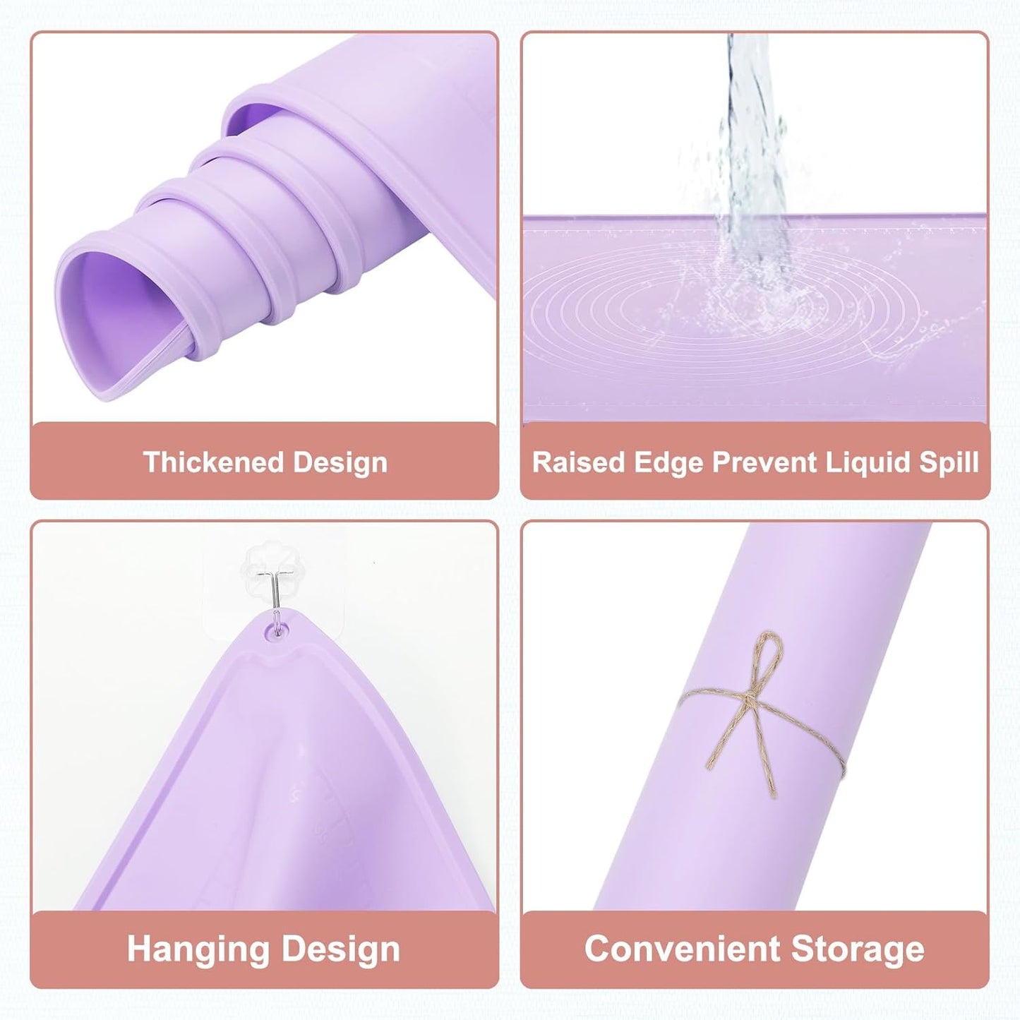 uxcell Silicone Pastry Mat, 19.7" x 15.8" Silicone Baking Mat with Measurements, Non-Stick Dough Rolling Mat for Making Pastry Cookies Bread Pizza Purple