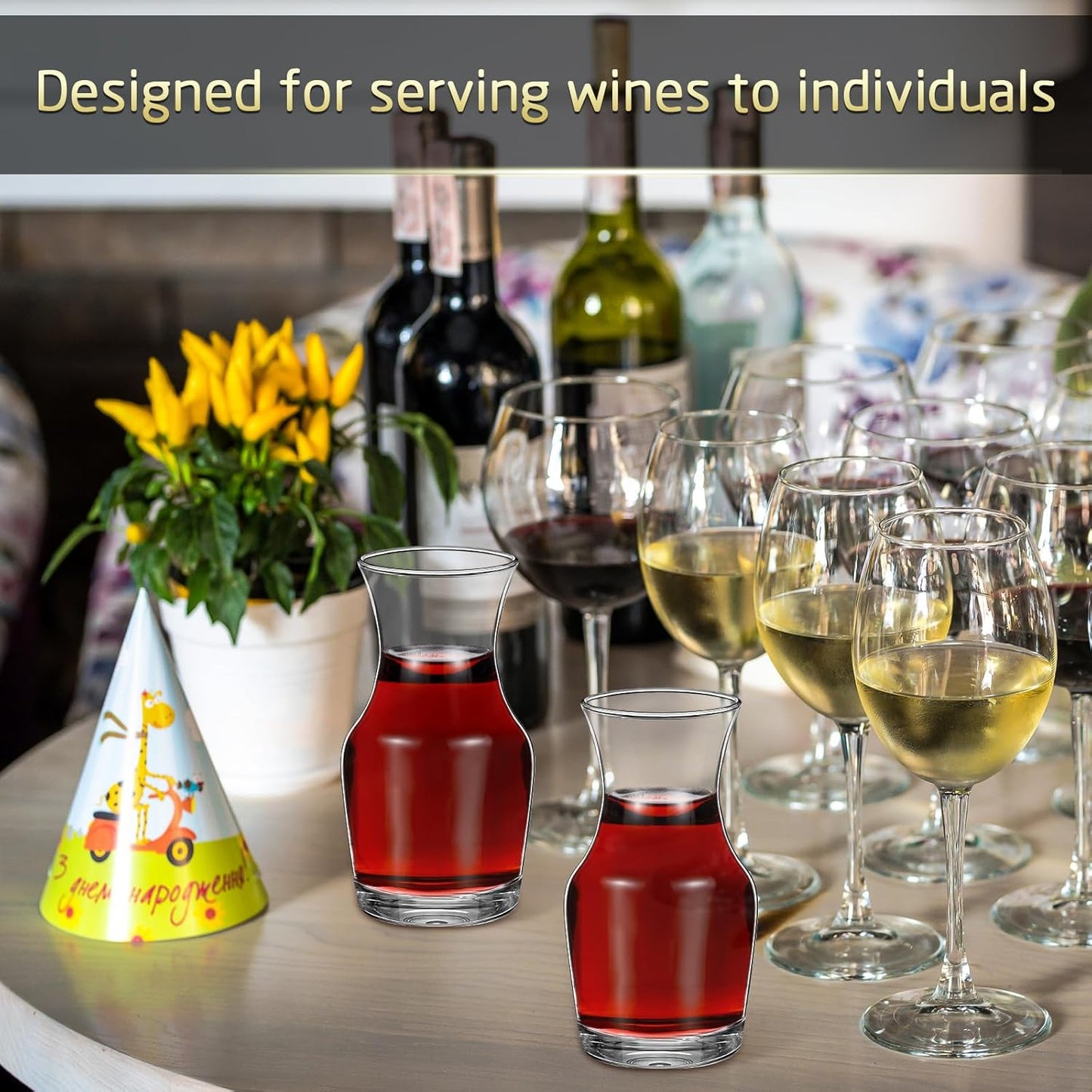 36 Pack Single Serving Wine Carafe Glass Small Mini Carafe Individual Wine Refill Decanter for Dinner Parties Tastings Bars Restaurants (6.5 oz)