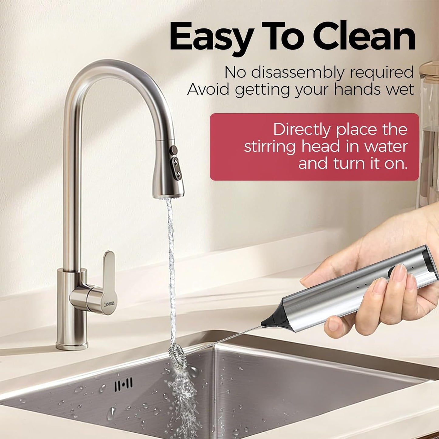 YARRAMATE Rechargeable Milk Frother Wand Handheld With Stand, 3 Speed Adjustable Drink Mixer with 2 Whisks, Stainless Steel Electric Stirrer for Coffee, Lattes, Protein Shakes, Matcha, Egg