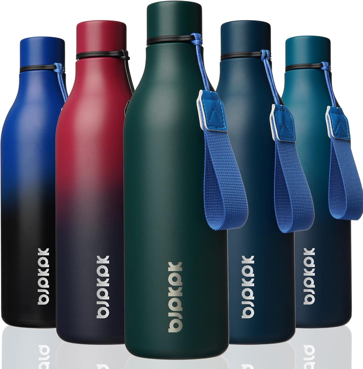 BJPKPK Insulated Water Bottles, 25 oz Stainless Steel Metal Water Bottle with Strap, BPA Free Leak Proof Thermos, Mugs, Flasks, Reusable Water Bottle for Sports & Travel, Army Green