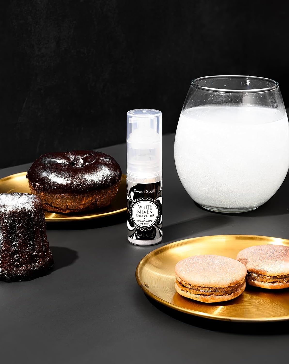 Sweet Spell Edible Cake Glitter Spray – Shimmering Magic for Cakes Decorating & Cocktails – 100% Edible, Food-Grade, Vegan, Gluten-Free (White Silver)