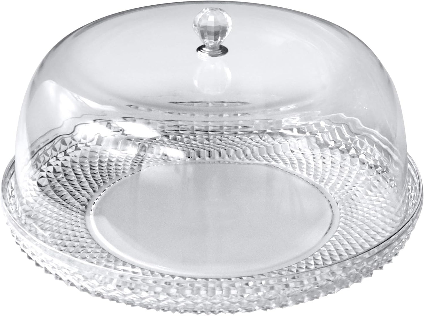 Amazing Abby - Kate - 12-Inch Acrylic Cake Plate with Dome, Plastic Cake Stand with Cover, Serving Platter with Lid, BPA-Free and Shatter-Proof, Perfect for Display, Party, Entertaining, and More