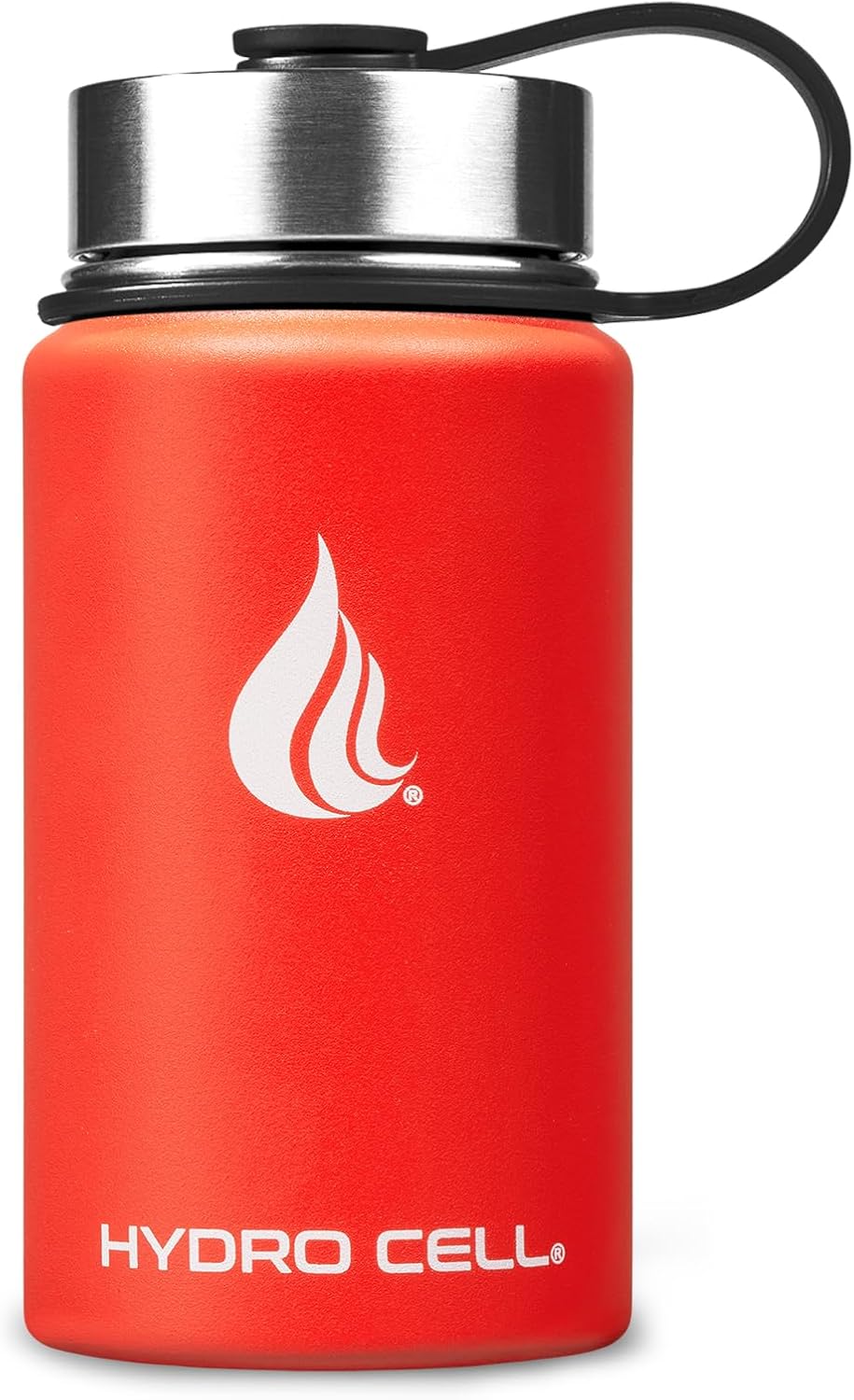 HYDRO CELL Stainless Steel Insulated Water Bottle with Straw - For Cold & Hot Drinks - Metal Vacuum Flask with Screw Cap and Modern Leakproof Sport Thermos for Adults (Mandarin 14oz)