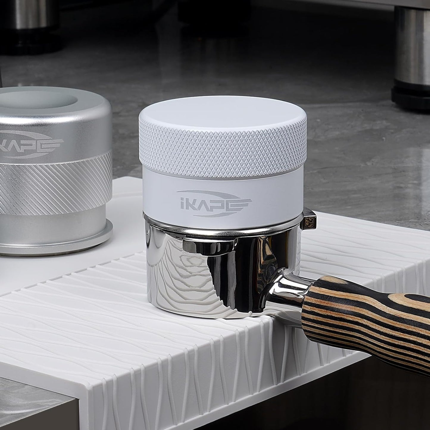 IKAPE 53MM Coffee Distributor, Gravity Adaptive Espresso Distributor Fits All 54MM Espresso Portafilter, Compatible with 54MM Breville Bottomless Portafilter (White)