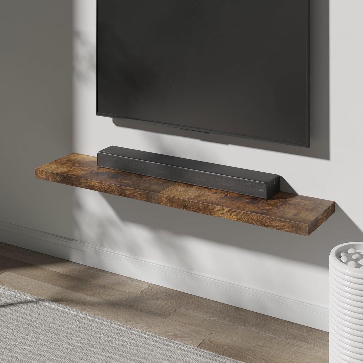 Floating Shelf, Set of 1 Wall Shelf, 36 in W x 12.75 in D x 2 in H Wooden Floating Wall Shelf with Invisible Brackets for Living Room/Bedroom/Bathroom/Kitchen Storage and Decor, Rustic Brown