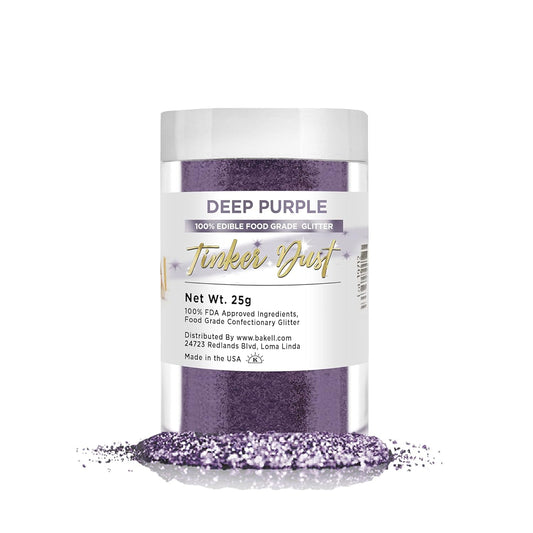 BAKELL Deep Purple Edible Glitter, 25 Grams | TINKER DUST Edible Glitter | KOSHER Certified | 100% Edible Glitter | Cakes, Cupcakes, Cake Pops, Drinks, Dessert Vegan Glitter & Dusts (25g, Deep Purple)
