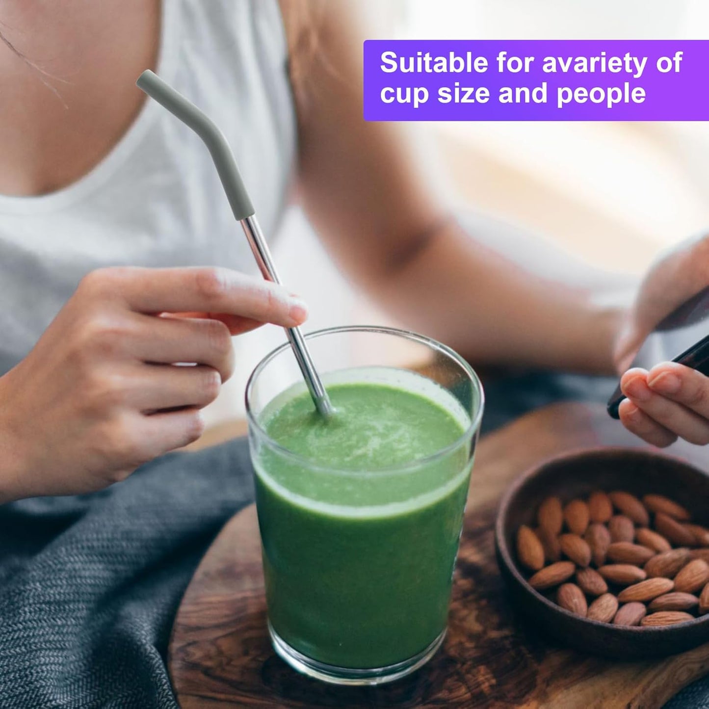 6 Pcs Army Green Silicone Straw Tips 8mm Outer Diameter Flexible Protective Eco-friendly Reusable Straw Covers for Metal Straws