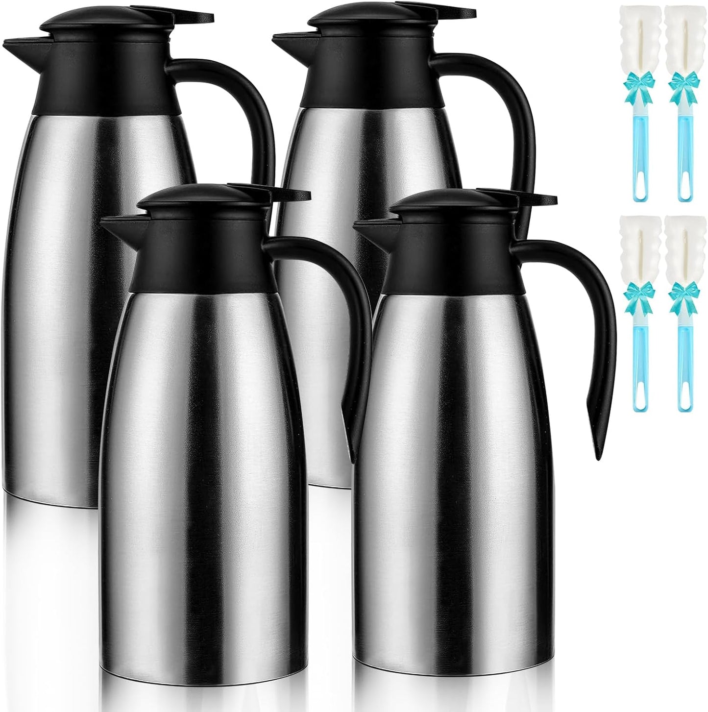 6 sets 70 oz Thermal Coffee Carafe for keeping hot, Carafe for hot liquid, Airpot Insulated Stainless Steel Vacuum Thermal Pot for Coffee, Hot Water,Keep Hot 12 Hours (4silver)