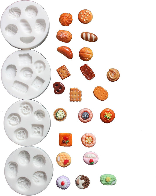 Lovely Small Items Silicone Fondant Molds Set For Cake Topper, Gumpaste, Candy & Chocolate, Polymer Clay and More (Round Food Items)