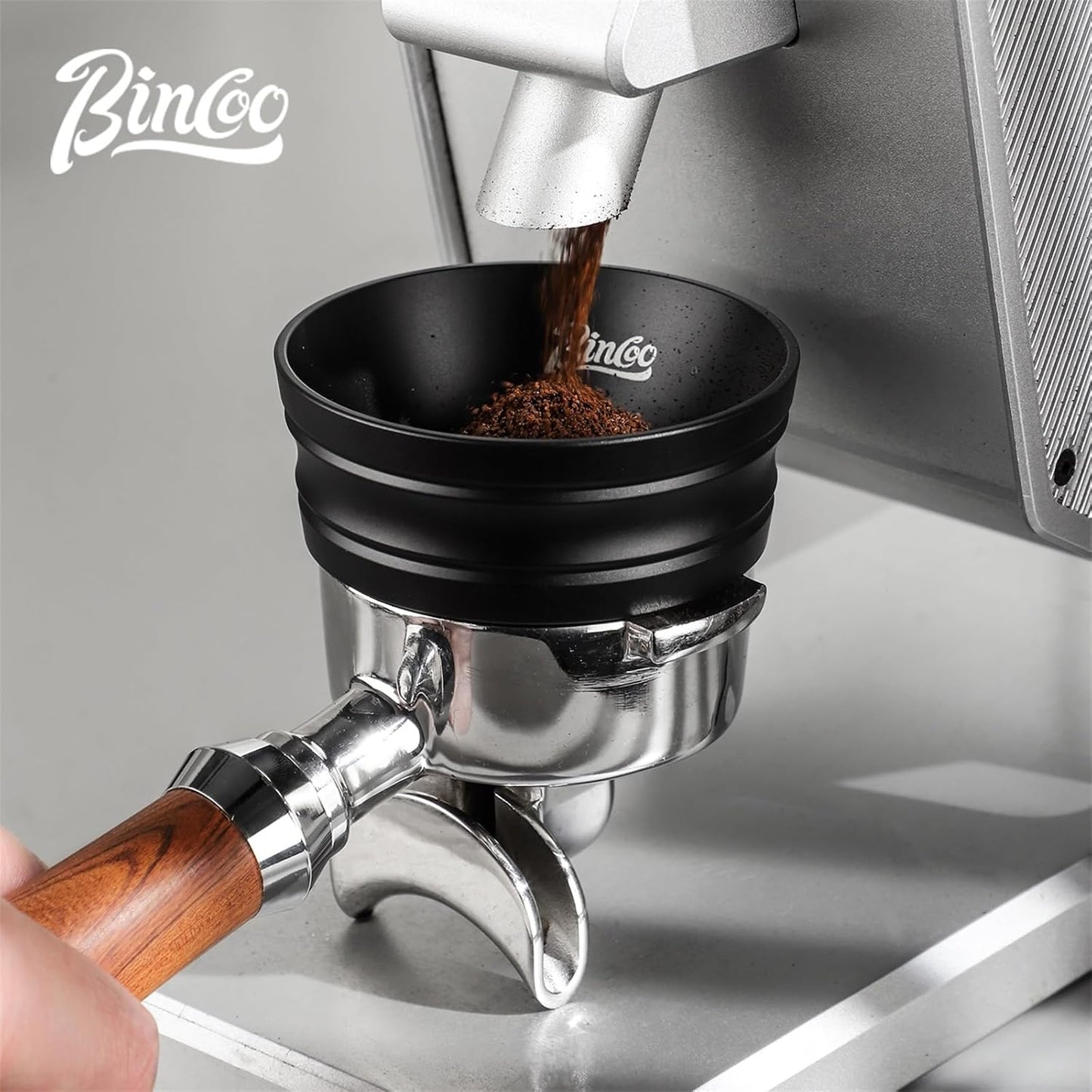 Bincoo Espresso Dosing Funnel 58mm,More Tall Magnetic Aluminum Alloy Portafilter Funnel Ring for Zero Mess Portafilter, Anti-Splash Wide Mouth Coffee Grounds Dosing Tool for Espresso Machine(Black)