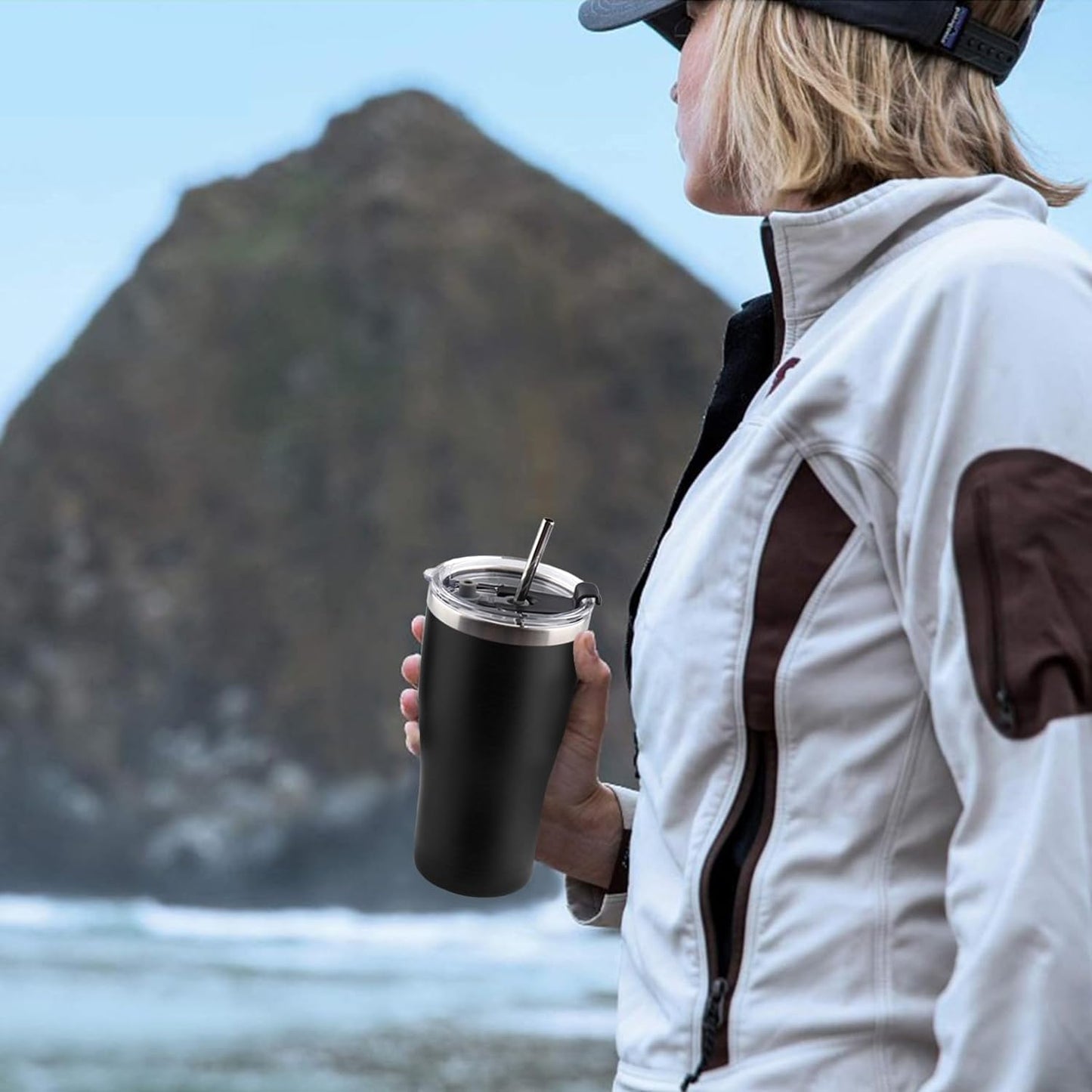 6 Pack 20oz Stainless Steel Tumblers Bulk Reusable Travel Mugs with Lid, Double Wall Powder Coated Coffe Cup for Home, Office, Outdoor Suitable for Vehicle Cup Holders