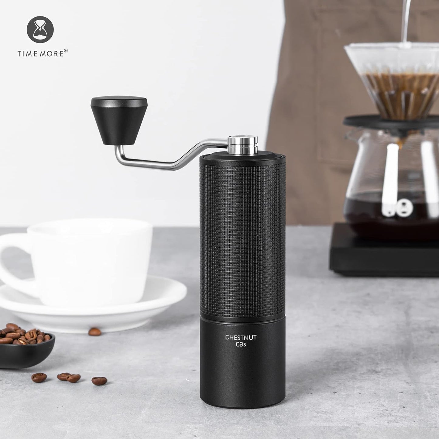 TIMEMORE Chestnut C3S Manual Coffee Grinder, Adjustable Conical Burr Grinder with Stainless Steel S2C Burr - Compatible with Espresso, Pour Over & French Press, Black