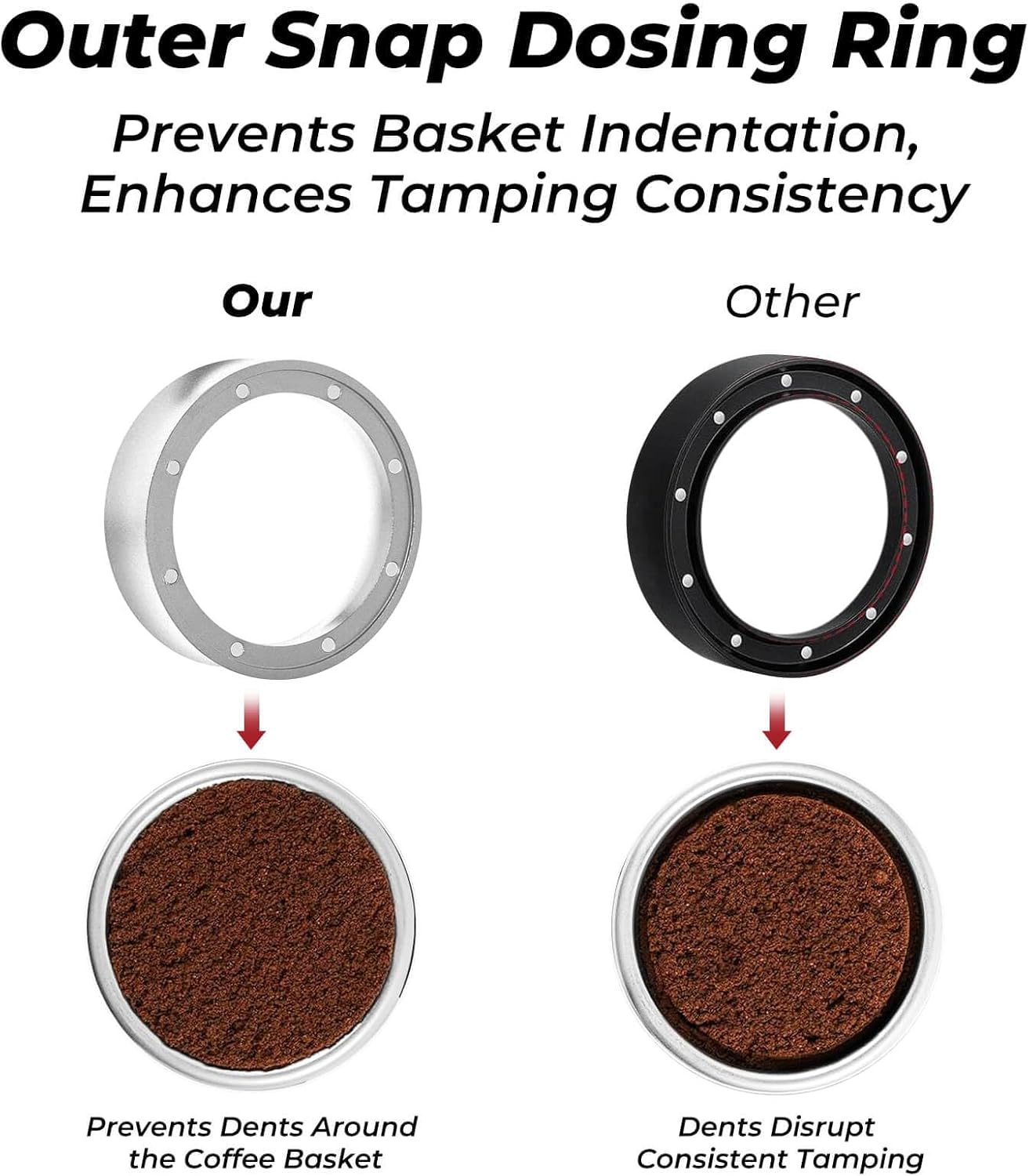 58mm Magnetic Dosing Funnel and Puck Screen Set - Espresso Coffee Dosing Ring - 19mm Anodized Aluminum with 8 magnetized Steel Compatible with 58mm Portafilter (Silver)