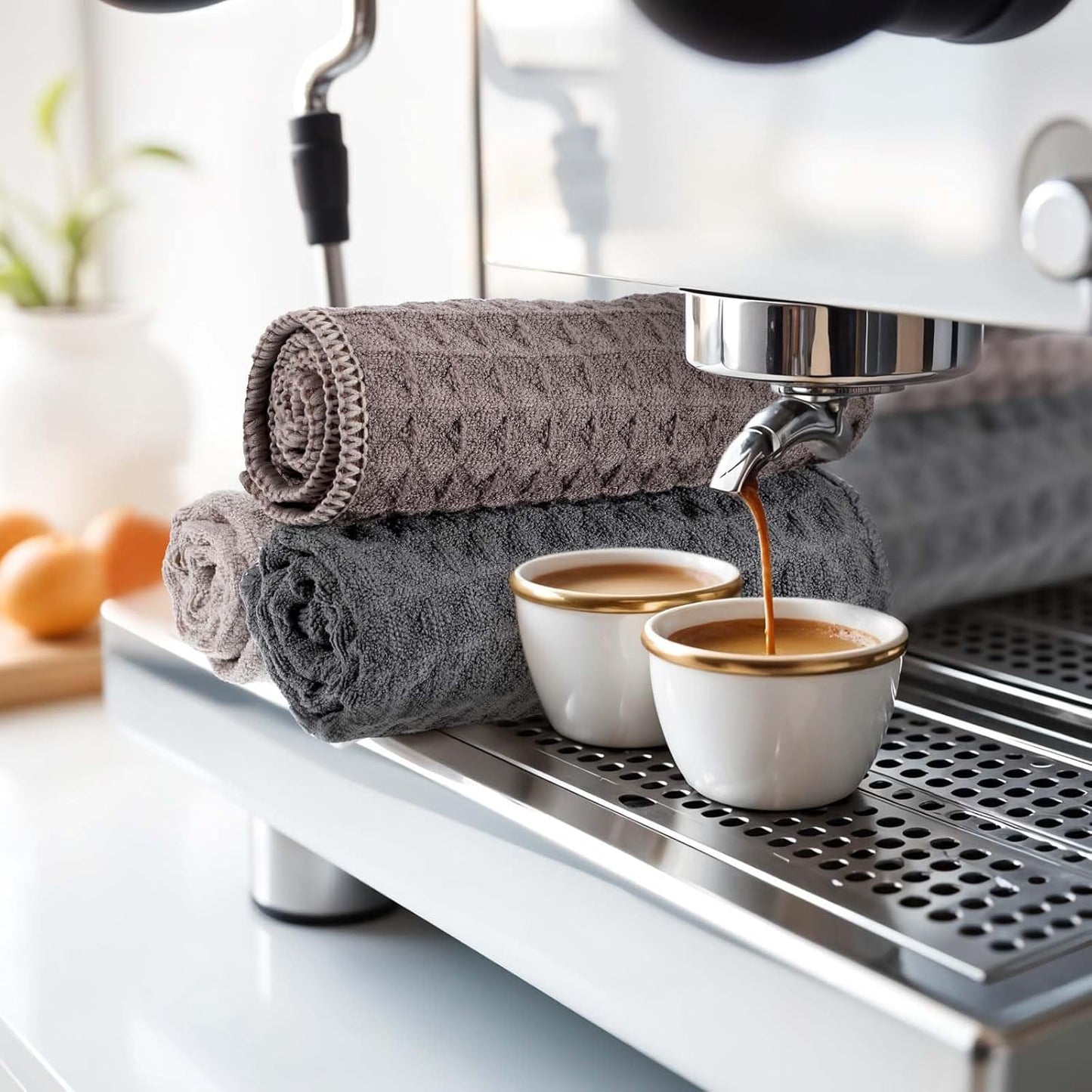 4 Pack Barista Microfiber Cloths 12”x12” Barista Towels Professional Cleaning Towels for Espresso Machines, Steam Wands Countertops Coffee Bar Accessories