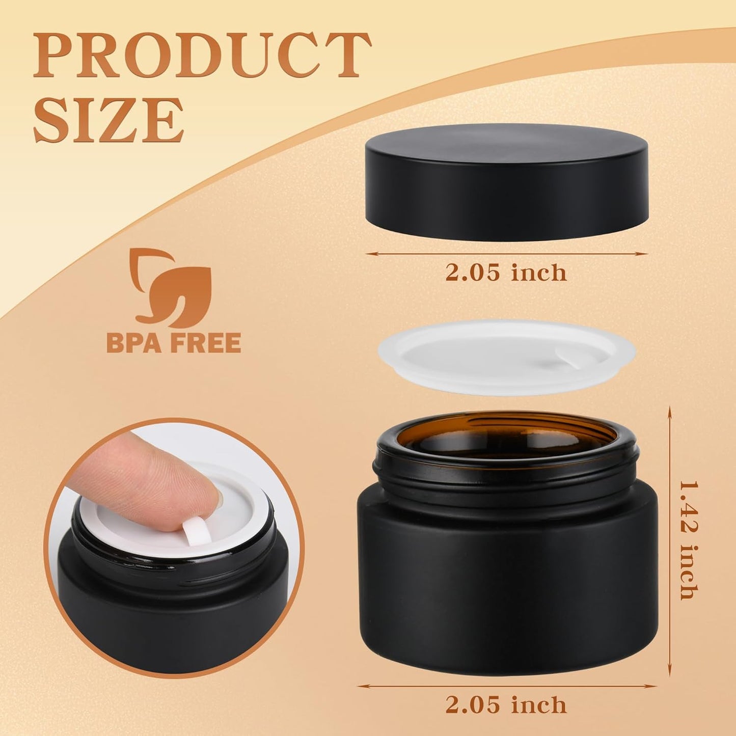 Glass Jars with Lids,Eco-Friendly Cosmetic Containers with Airtight Black Lids & Liners, Multi-Color Options for Cream, Lotion, Body Butter, DIY Skincare Travel Jars (Frosted Black, 1oz)