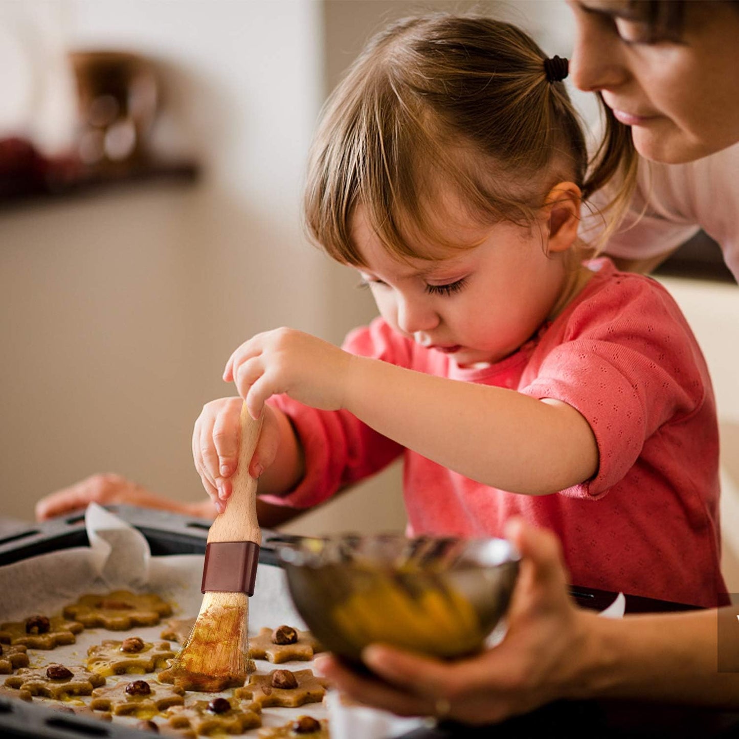 Pastry Brushes for Baking Basting Brush with Boar Bristles and Beech Hardwood Handles Culinary Oil Brush for Barbecue Butter Grill BBQ Sauce Baster Marinade Kitchen Food Cooking Brushes (1/1.5-4PCS)