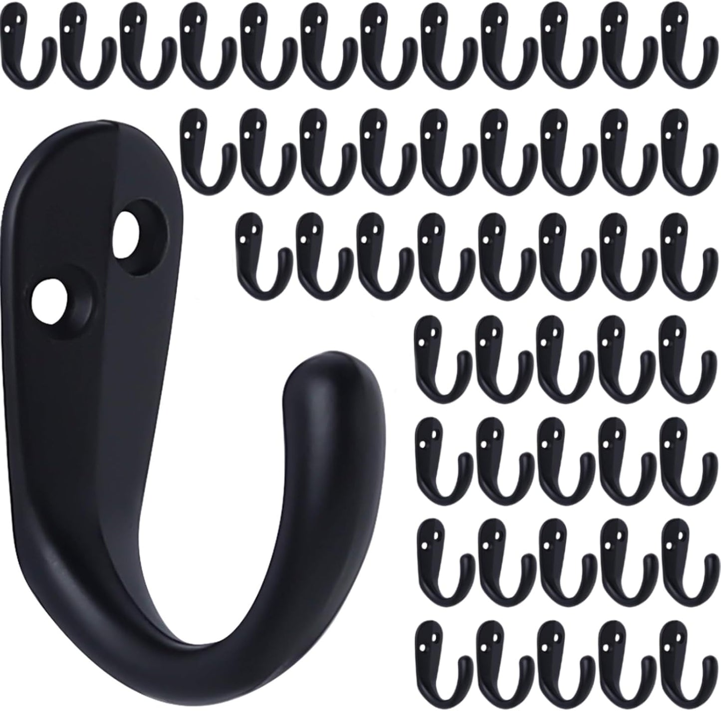 IBosins 50PCS Coat Hooks Wall Mounted Single Prong Robe Hook for Hanging Towel Hooks with 100 Screws for Cup, Mug, Bags, Hat, Cap, Scarf, Pet leashes