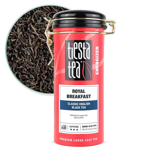 Tiesta Tea - Royal Breakfast, Loose Leaf, Classic English Black Tea, Premium High Caffeine Hot & Iced Blend, Brews Up to 50 Cups, 4oz Refillable Tin