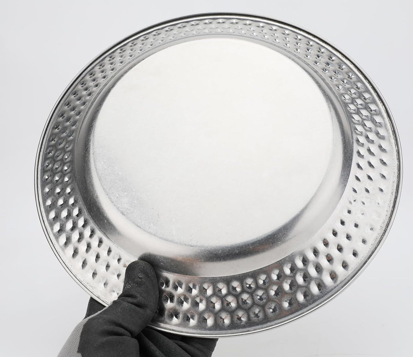 Fermus Set of 2 Round Vintage Metal Tray Diameter 10 1/4 inches, Jewelry Organizer Bathroom Clutter Rustic Decorative Trays Farmhouse Centerpiece for Coffee Table Living Room Kitchen Counter, (2 Pack)