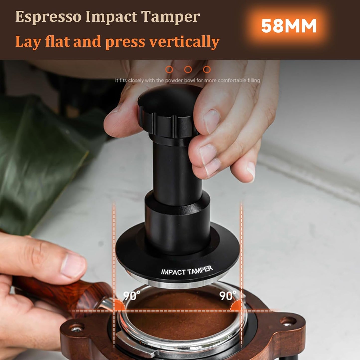 58mm Espresso Tamper,Impac Coffee Tool Espresso,Compatible WithE61, Flair 58, ECM etc.Portafilter 58mm,30lb,316 Stainless Steel. (58MM Black)