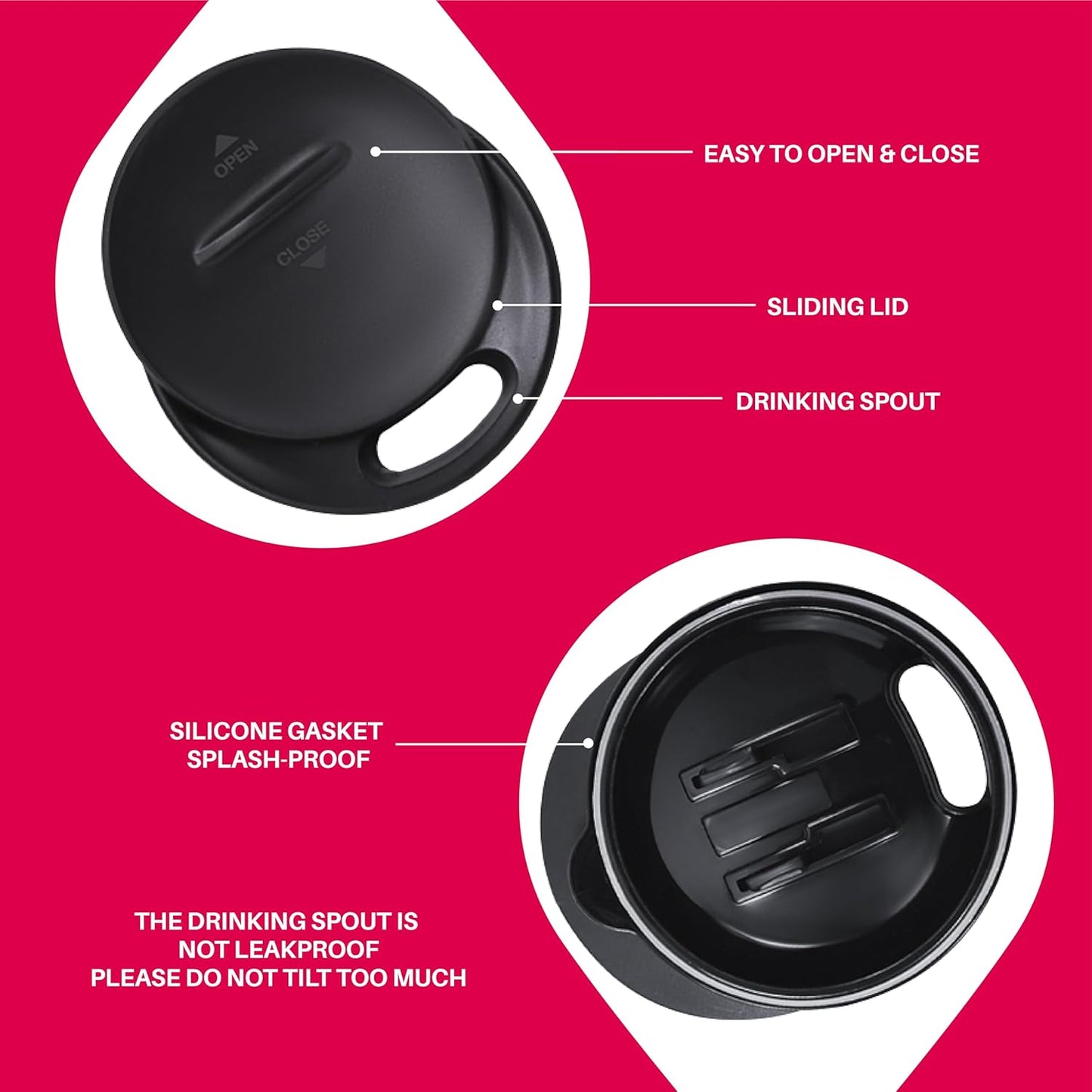 Ideus 16 oz (470 ml) Insulated Coffee Mug with Handle and Lid, Double Wall Stainless Steel Vacuum Thermal Coffee Mug, Travel Coffee Cup Thermal Cup for Home and Office (Red Zebra)