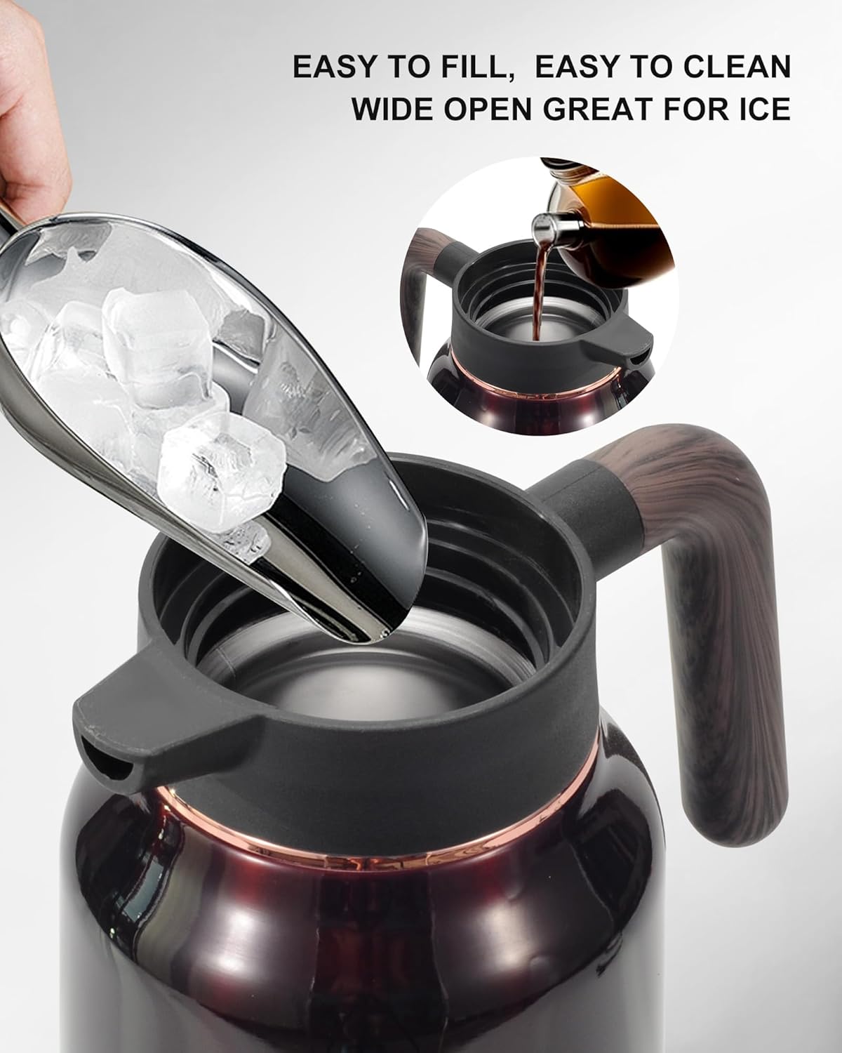 51 Oz Carafes for Hot Liquid, Stainless Steel Insulated Vacuum Thermal Coffee Carafes For Keeping Hot, 1.5 Liter Coffee Dispenser(Angola Red)