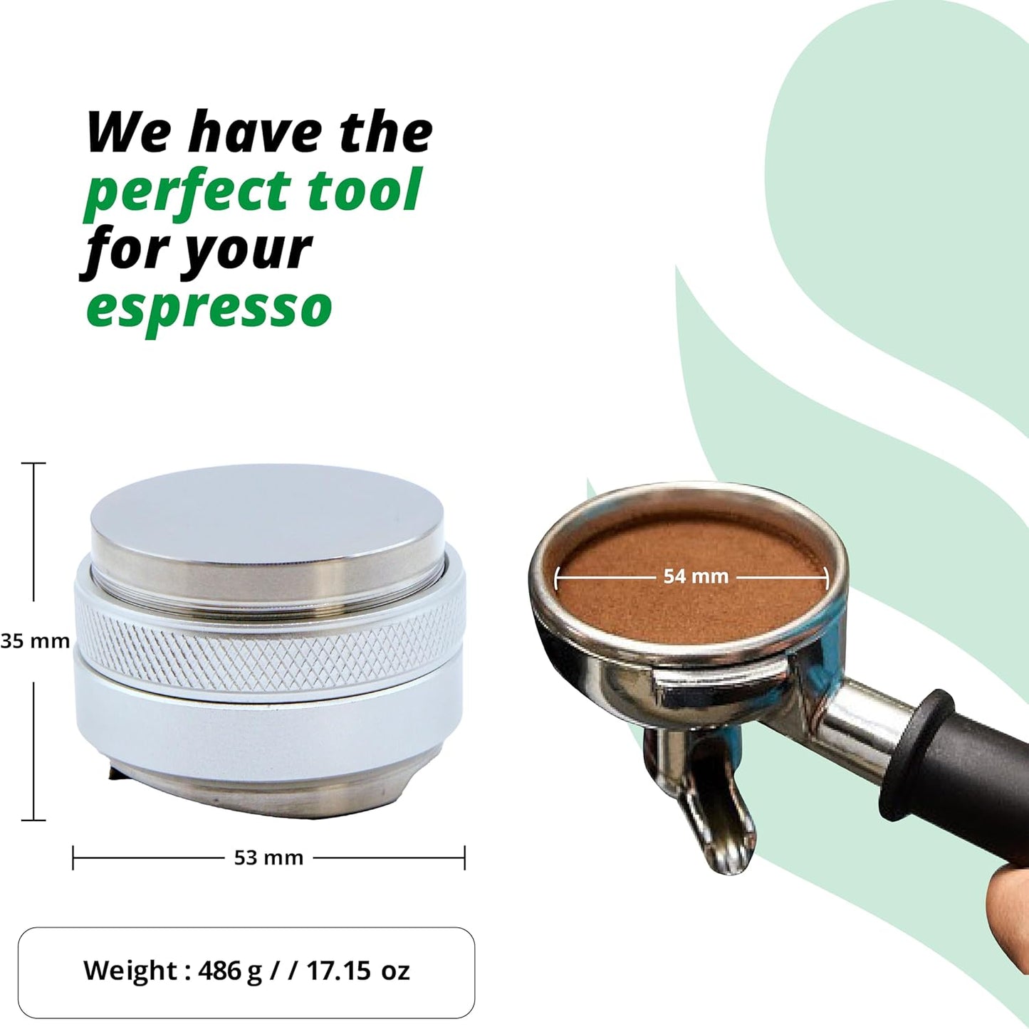 53mm Espresso Tamper and Distributor - Dual-Head Coffee Leveler for 54mm Breville Portafilters | Adjustable Stainless Steel Espresso Machine Accessory