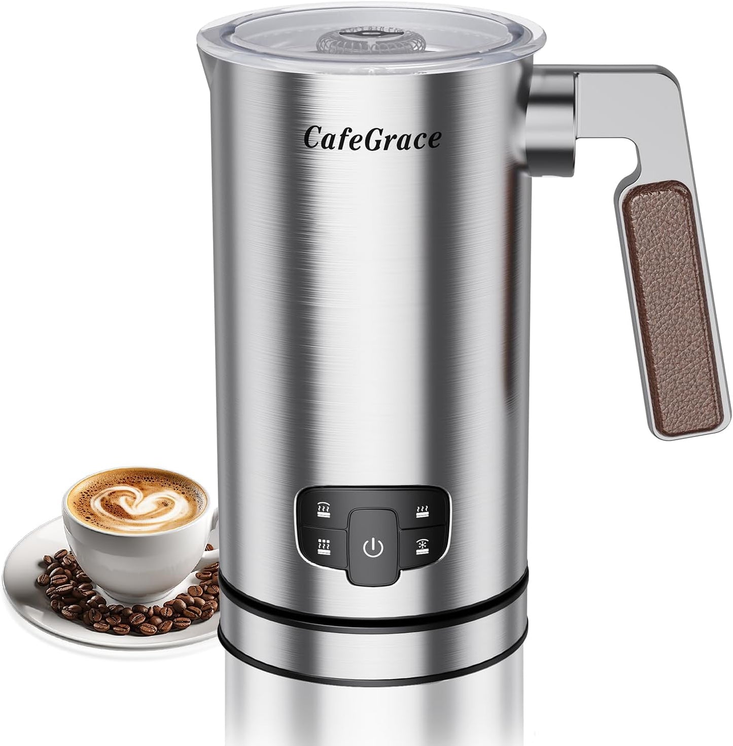 Milk Frother, 4-in-1 Milk Frother and Steamer, Automatic Hot and Cold Foam Maker and Milk Steamer for Coffee, Latte, Cappuccino, Macchiato, Hot Chocolate, Matcha