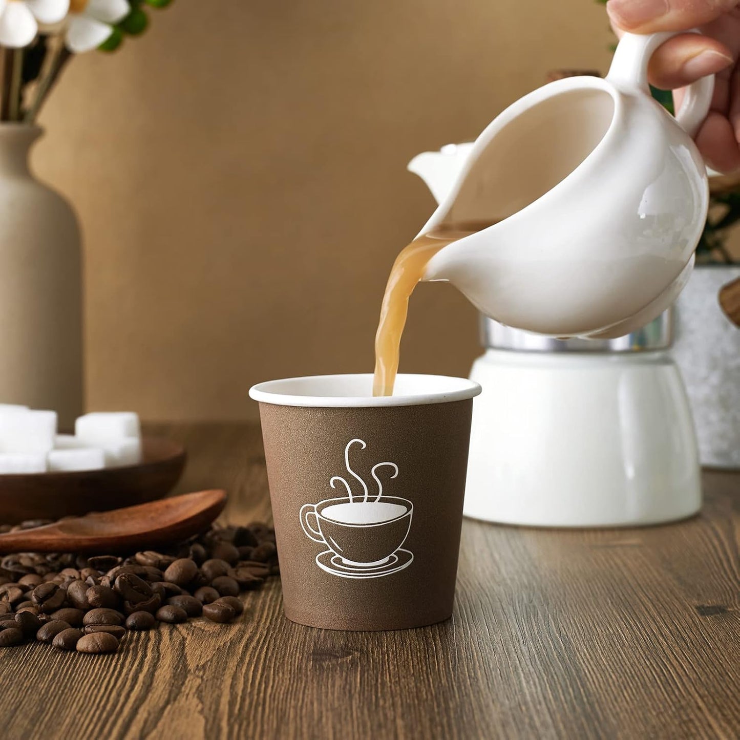 600 Pack 4 oz Paper Cups, Small Disposable Coffee Cups, Paper Espresso Cups, Hot/Cold Drinking Cups for Party, Picnic, Travel and Events