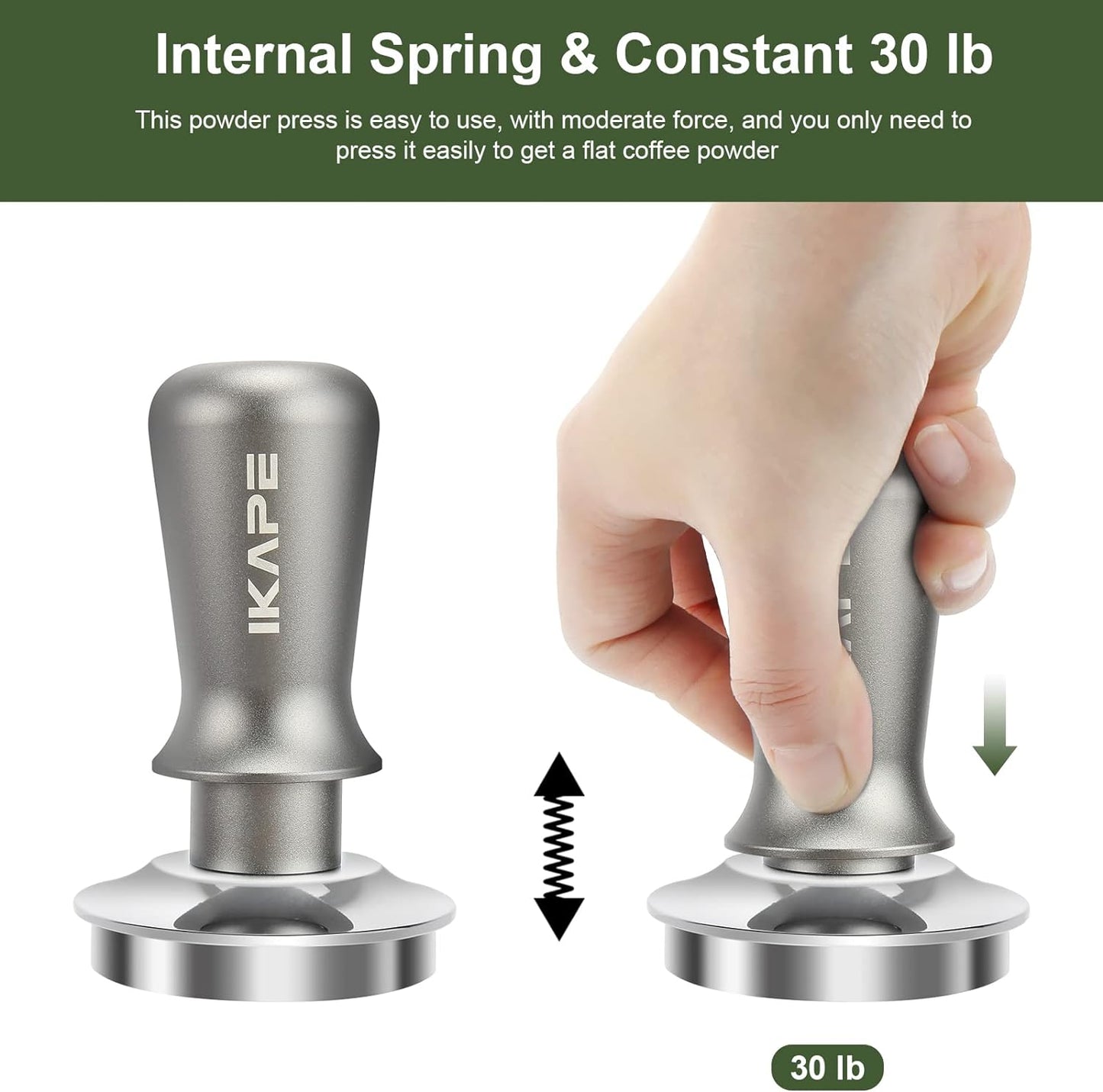 IKAPE 49mm Espresso Tamper, Premium Barista Coffee Tamper with Calibrated Spring Loaded, 100% Flat Stainless Steel Base Tamper for Espresso Machine