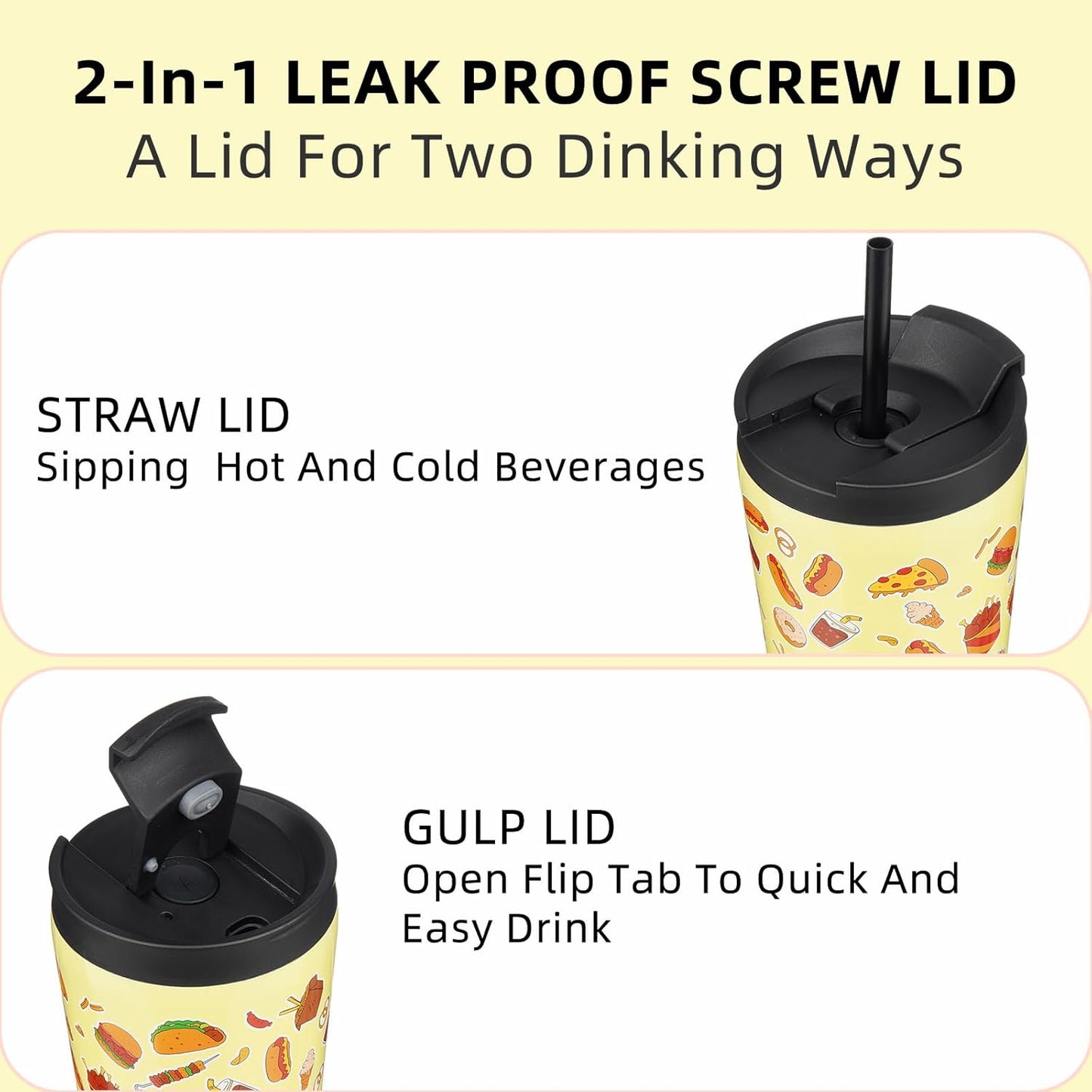 BJPKPK 22oz Tumbler With lid And Straw Stainless Steel Travel Coffee Mug Insulated Tumblers Cups,Yummy