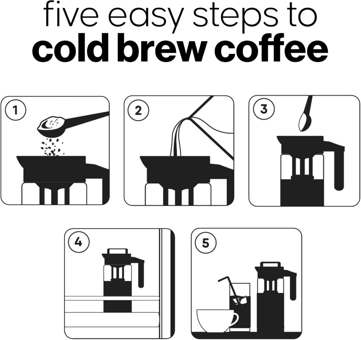 COFFEE BEAR – Cold Brew Coffee Maker and Iced Tea Brewer, Large 1.3L (44oz) Borosilicate Glass Pitcher with Reusable Mesh Filter, Easy to Clean, Dishwasher Safe