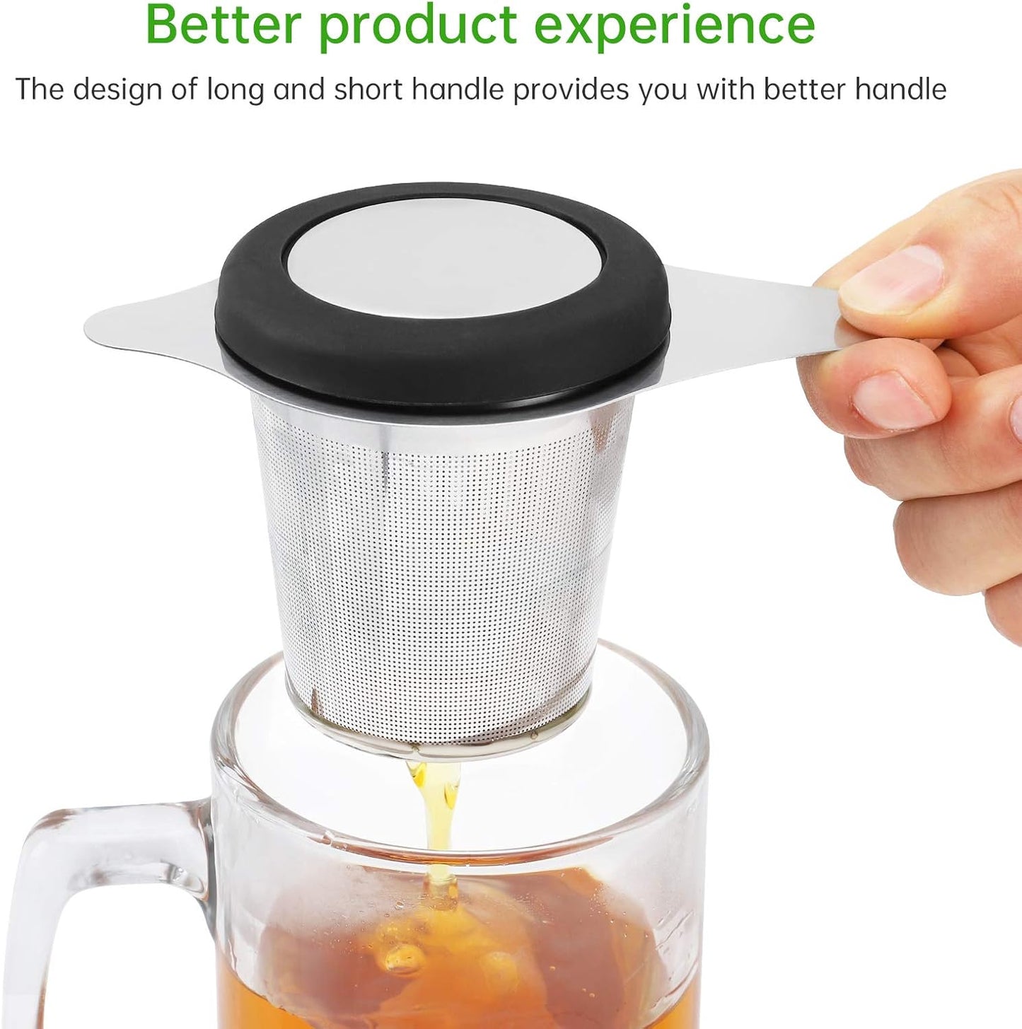 Tea Infuser Basket Stainless Steel Tea Strainer Tea Filter With Small Strainer And Lid Tea Diffuser For Loose Leaf Tea Superior Brewing Experience (One pack silver)