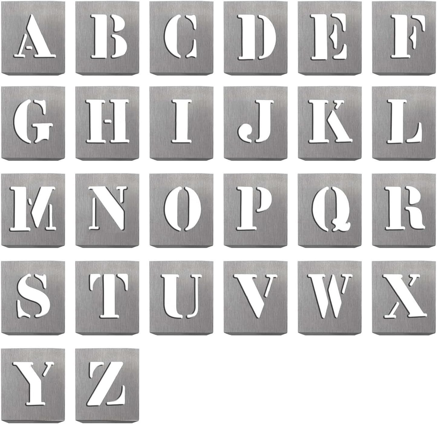 HAUTMEC Vintage Aluminum Letters Stencils, A to Z Aluminum Stencils & Holder, 2"(50mm) Letters, Shop Stencil, Advertising Stencilling, Craft-Printing, Reusable HD00001
