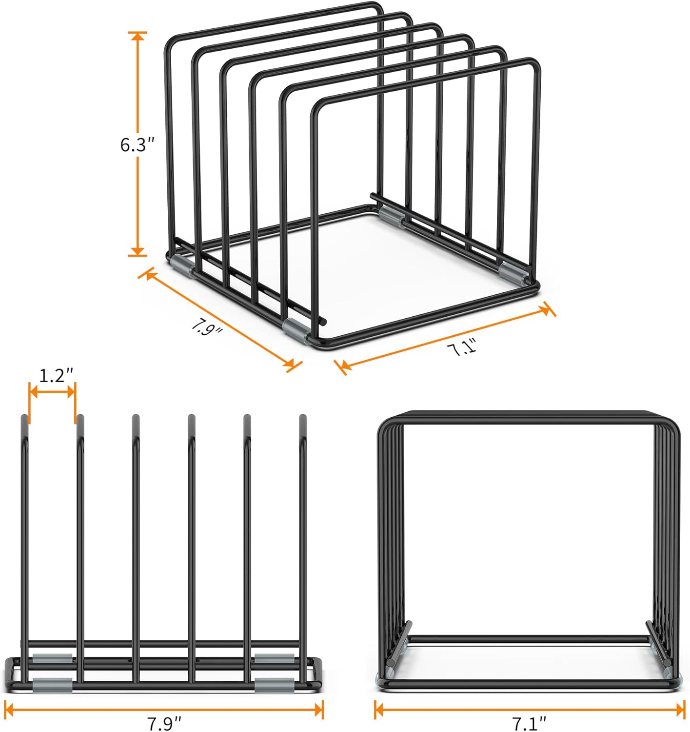 Cutting Board Organizer, Kitchen Cabinet Organizer, Divided Rack with 5 Slots for Baking Trays, Cutting Boards - Cookie sheet Organizer Inside Cabinet, Baking Sheets Holder (large)