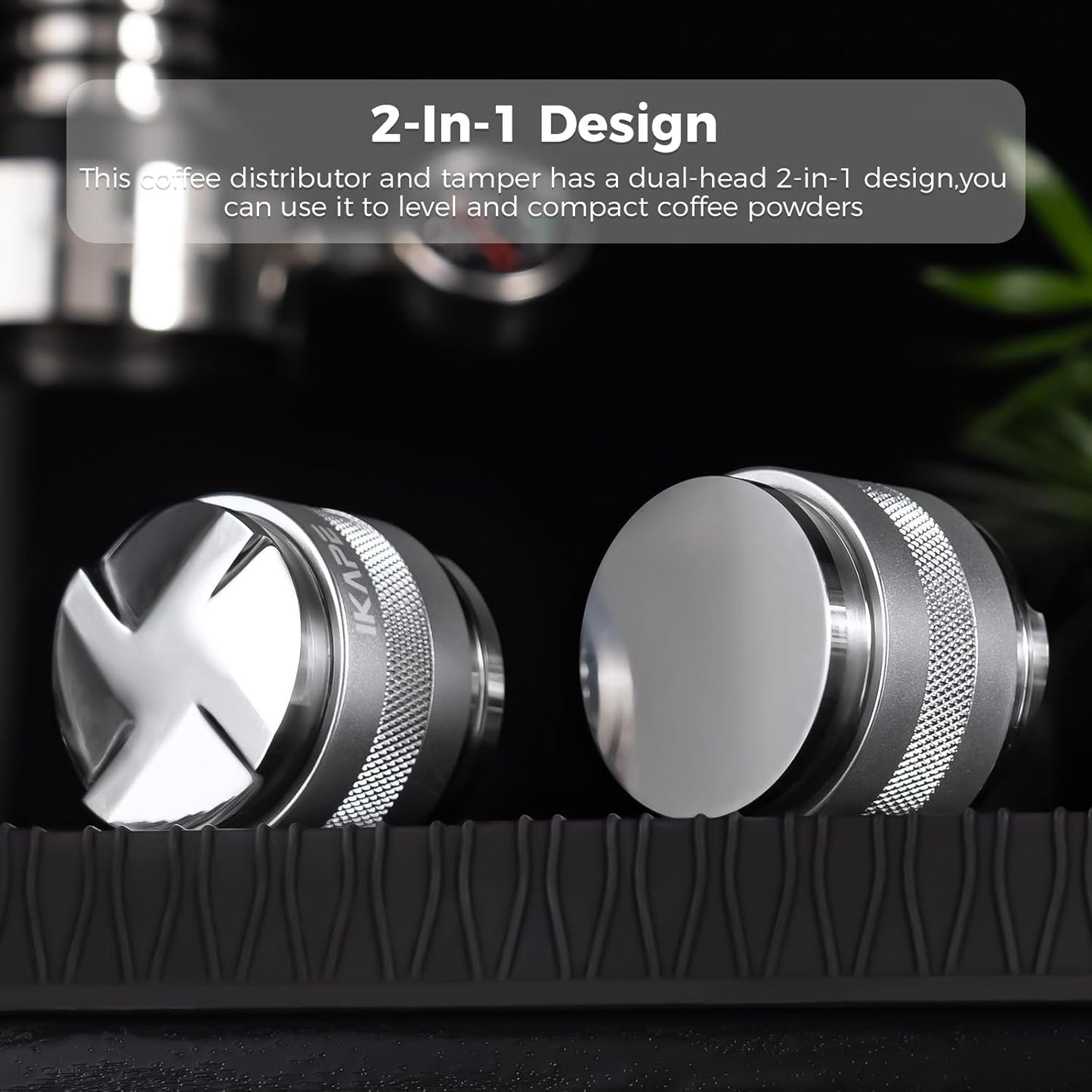 IKAPE Coffee Products, 53mm Coffee Distributor & Hand Tamper, Adjustable Depth Espresso Distributor Fits All 53mm Espresso Portafilter, Compatible with 54MM Breville Bottomless Portafilter (Silver)