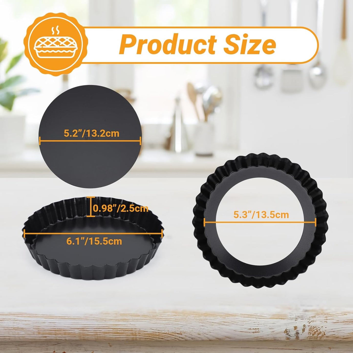 Beasea 6 Inch Tart Pan, 4pcs Small Pie Pans Removable Bottom Mini Tart Pans Non Stick Pie Pan, Loose Bottom Fluted Tart Pan Round Instant Pot Quiche Pan for Oven Baking