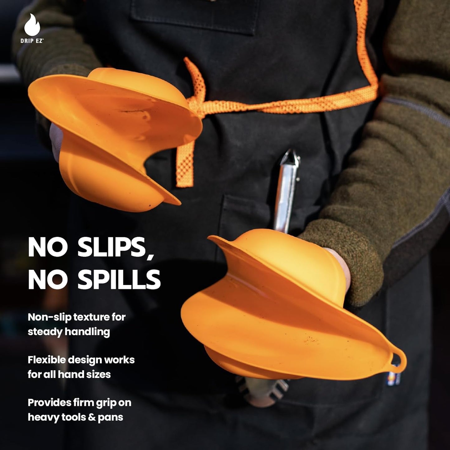 Drip EZ BBQ Grill Mitts - Heat Resistant up to 480°F - Durable Silicone for Grill Oven and Stove - Slip On Multipurpose - Dishwasher Safe