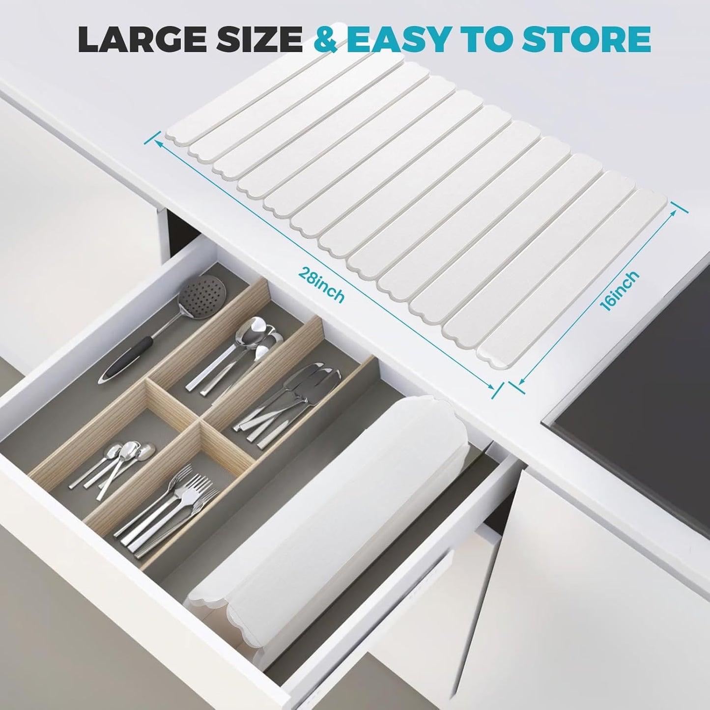 Extral Large Quick Dry Stone Drying Mat for Kitchen Counter,28x16 Inch Collapsible Eco-Friendly Absorbent Diatomaceous Earth Mat for Dishes Cups,Dish Drying Mats (White-Love Shape, 28x16 inch)